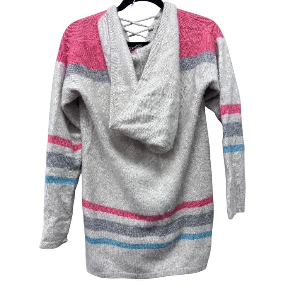 The Elder Statesman 100% Cashmere Lace-Up Striped Hoodie Sweater Size XS - Picture 3 of 6